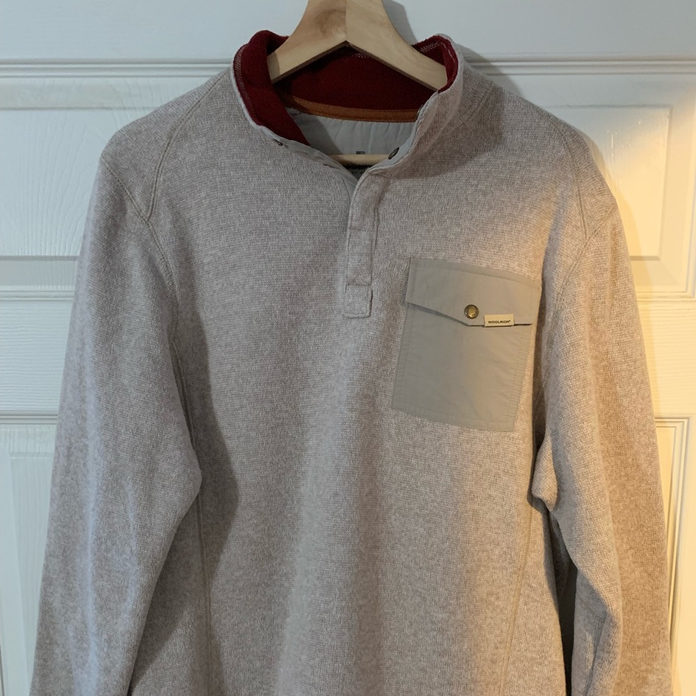 Woolrich pullover sweater beige quarter snap front medium